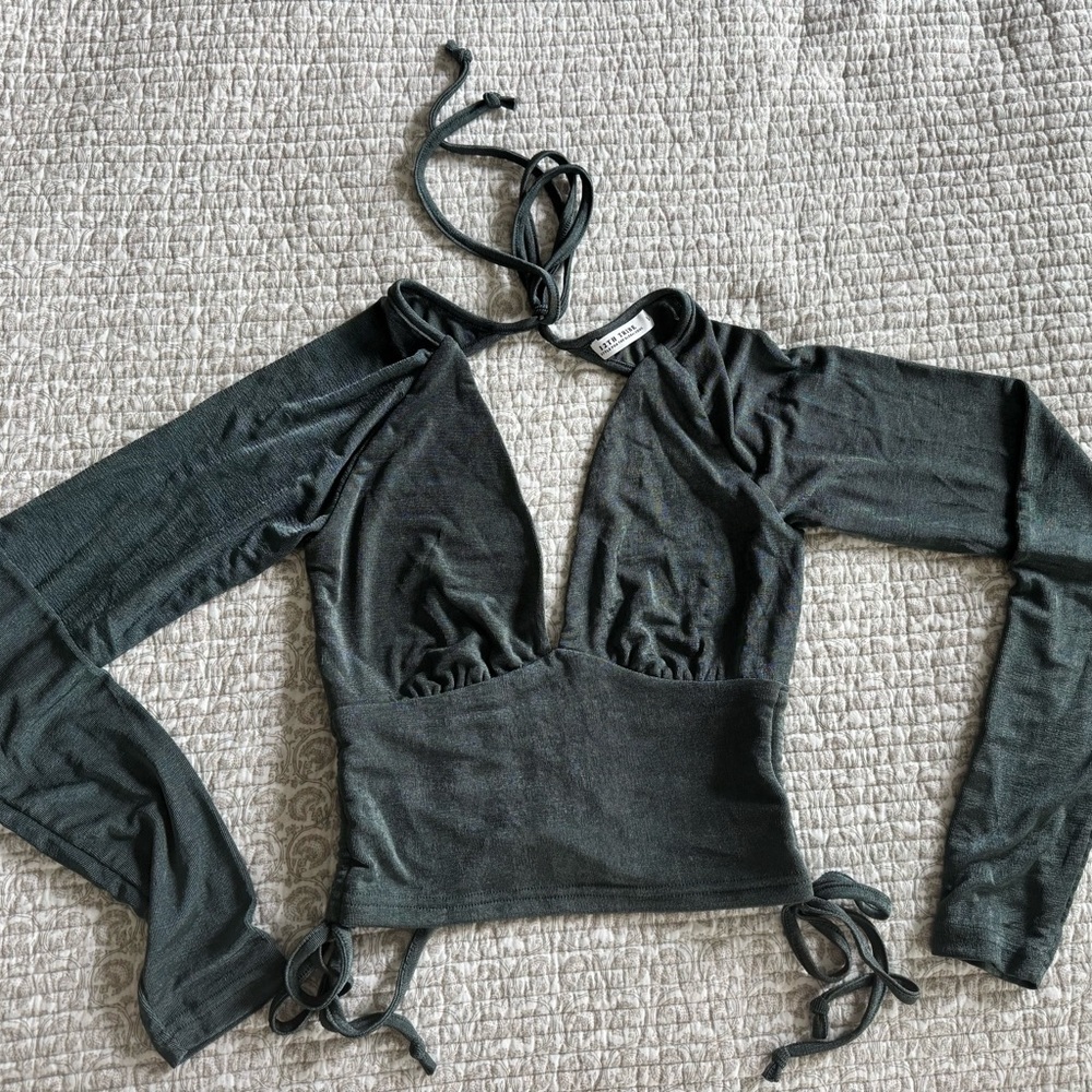 Elegant Dark Teal Long Sleeve Women's Top